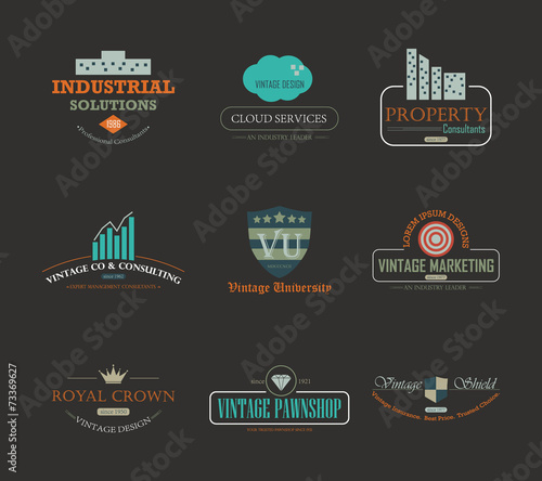 Set of business and industry corporate insignia design element