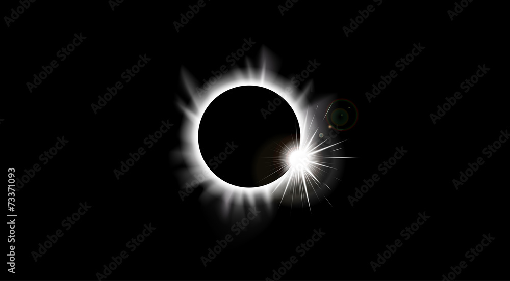 Obraz premium Solar Eclipse with Corona Glow — Vector Illustration of Sun and Moon Alignment