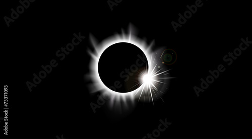Solar Eclipse with Corona Glow — Vector Illustration of Sun and Moon Alignment