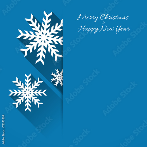 abstract blue christmas background template with white snowflake