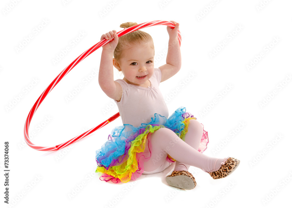Fototapeta premium Tiny Tot Dancer Student with Hula Hoop