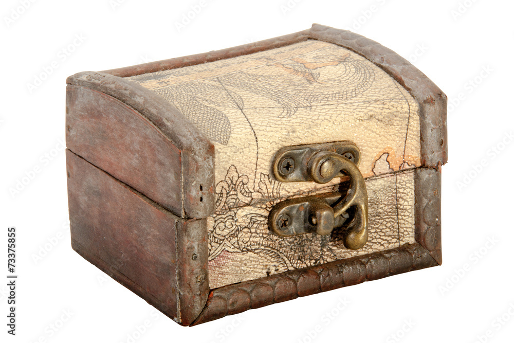 Wood Trinket Box with Leather Covering and Brass Clasp Wood Trinket Box with Leather Covering and Brass Clasp