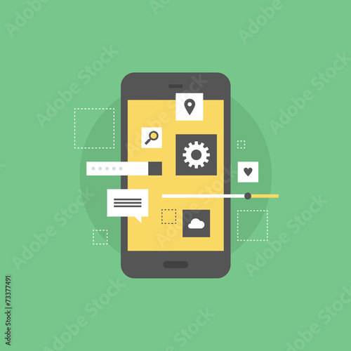 Mobile interface develop flat icon illustration