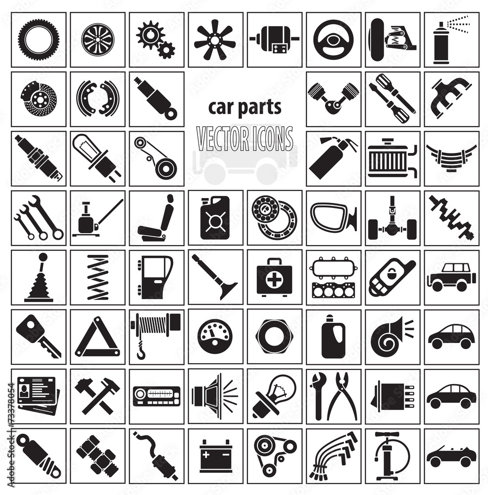 Car parts, tools and accessories Stock Vector | Adobe Stock