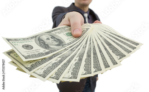 Man holding a hundred dollar bill
