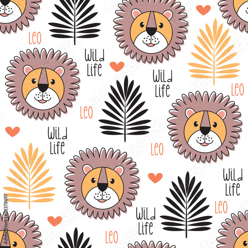 wild life lion leo pattern vector illustration