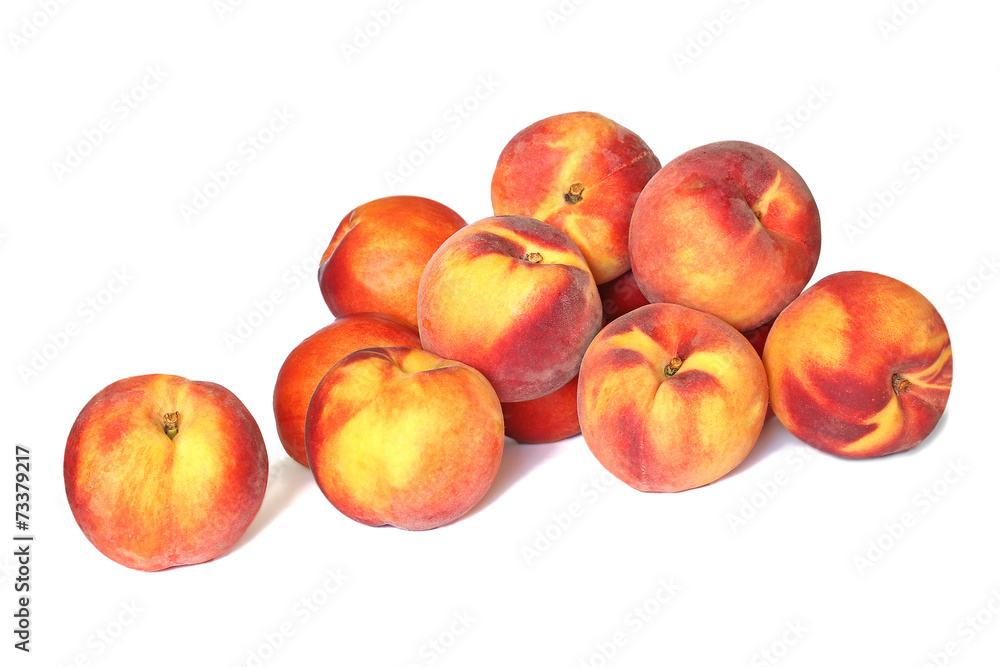 Peaches and nectarines isolated on white background Peaches and nectarines isolated on white background