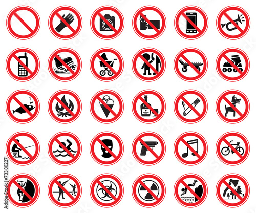 Set of prohibiting signs