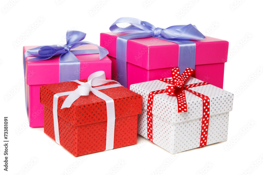 Obraz premium Gift boxes isolated on white background