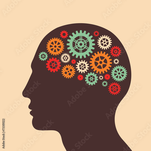 Human head and brain - vector illustration in flat style