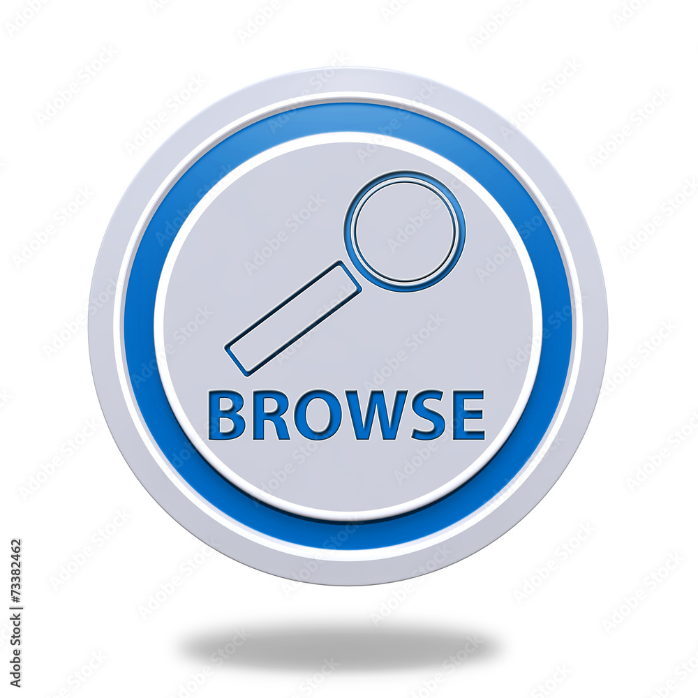 Browse circular icon on white background Browse circular icon on white background