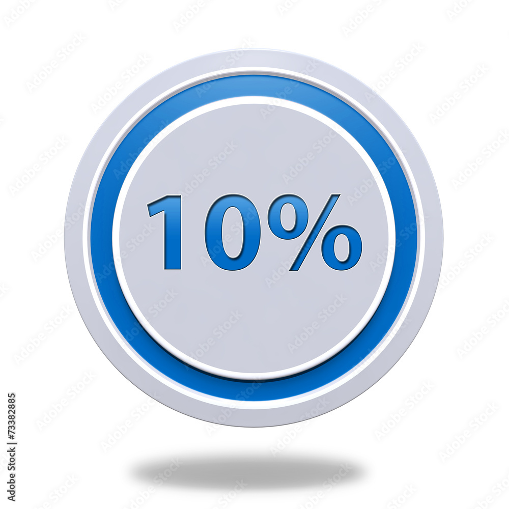 Ten percent circular icon on white background Ten percent circular icon on white background
