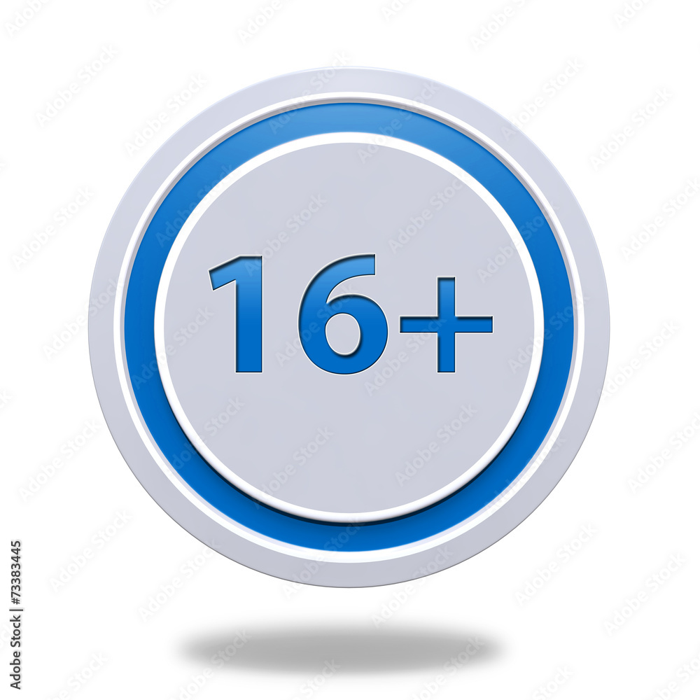 16+ circular icon on white background 16+ circular icon on white background