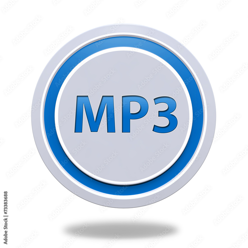 MP3 circular icon on white background MP3 circular icon on white background