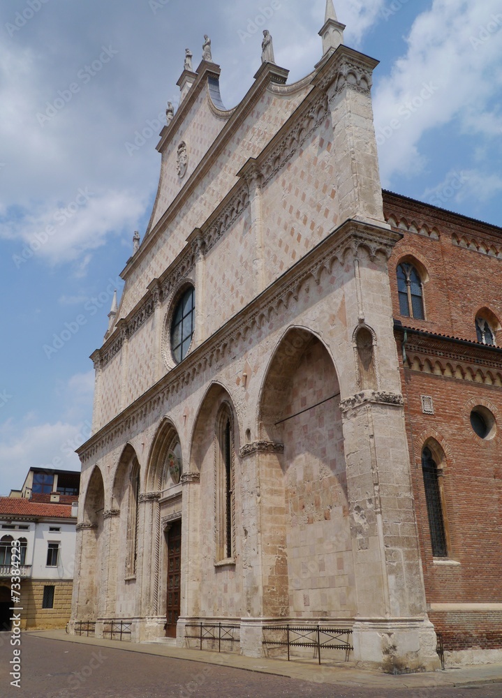 The front of the saint Mary Cathedral in Vicenza