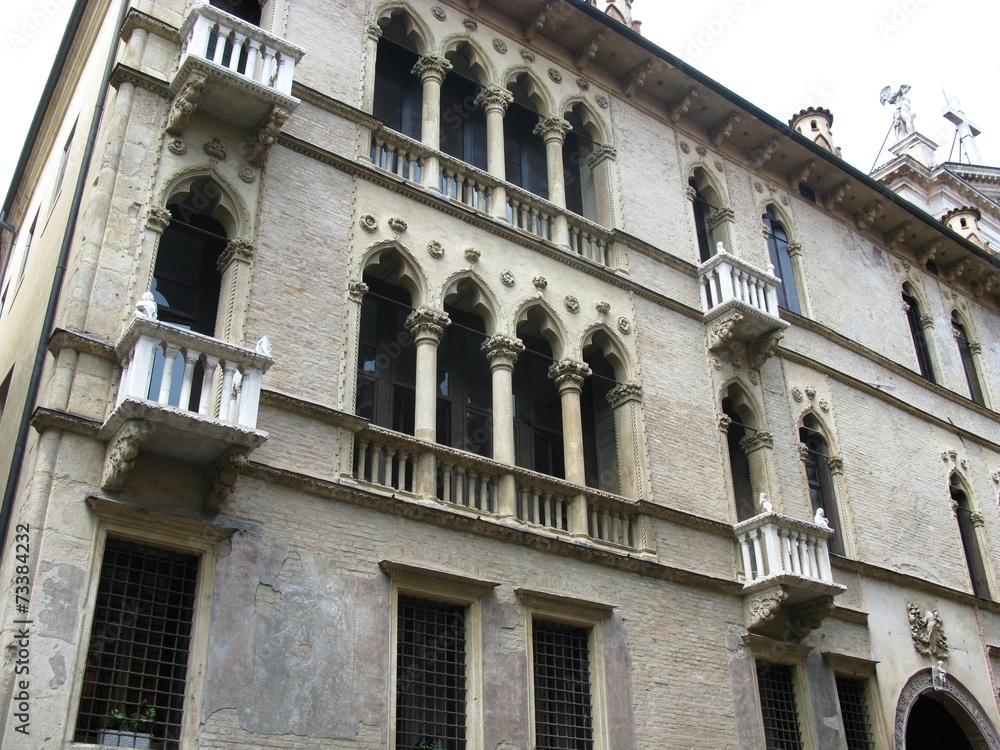 A historic palace with balconies and arcades in Vicenza