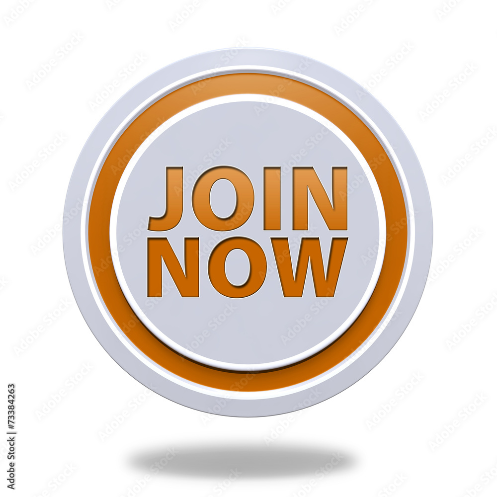 Join now circular icon on white background Join now circular icon on white background