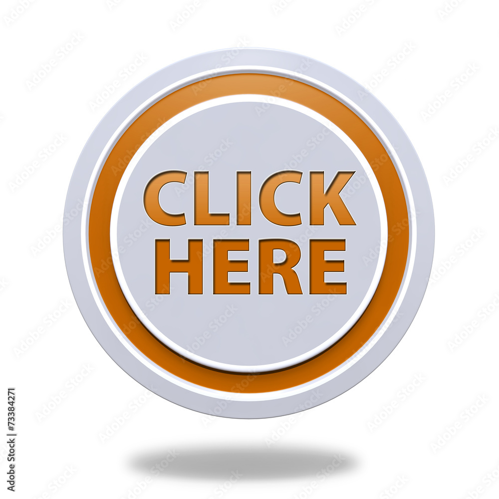 Click here circular icon on white background Click here circular icon on white background
