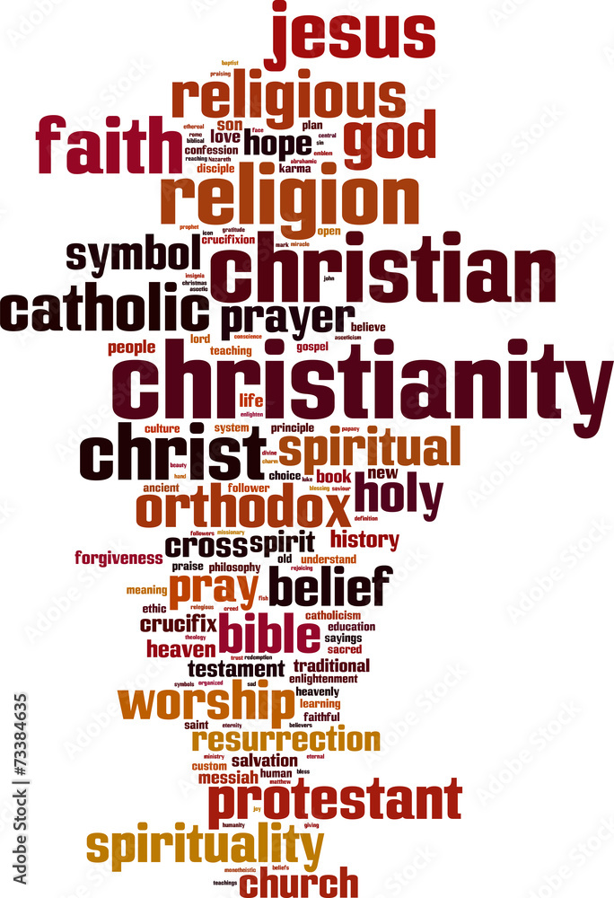 Obraz premium Christianity word cloud concept. Vector illustration