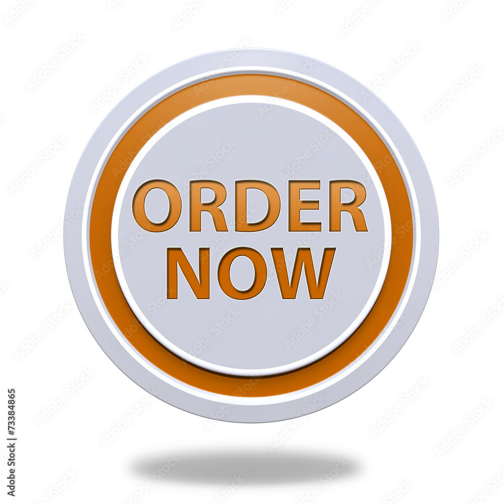 Order now circular icon on white background Order now circular icon on white background