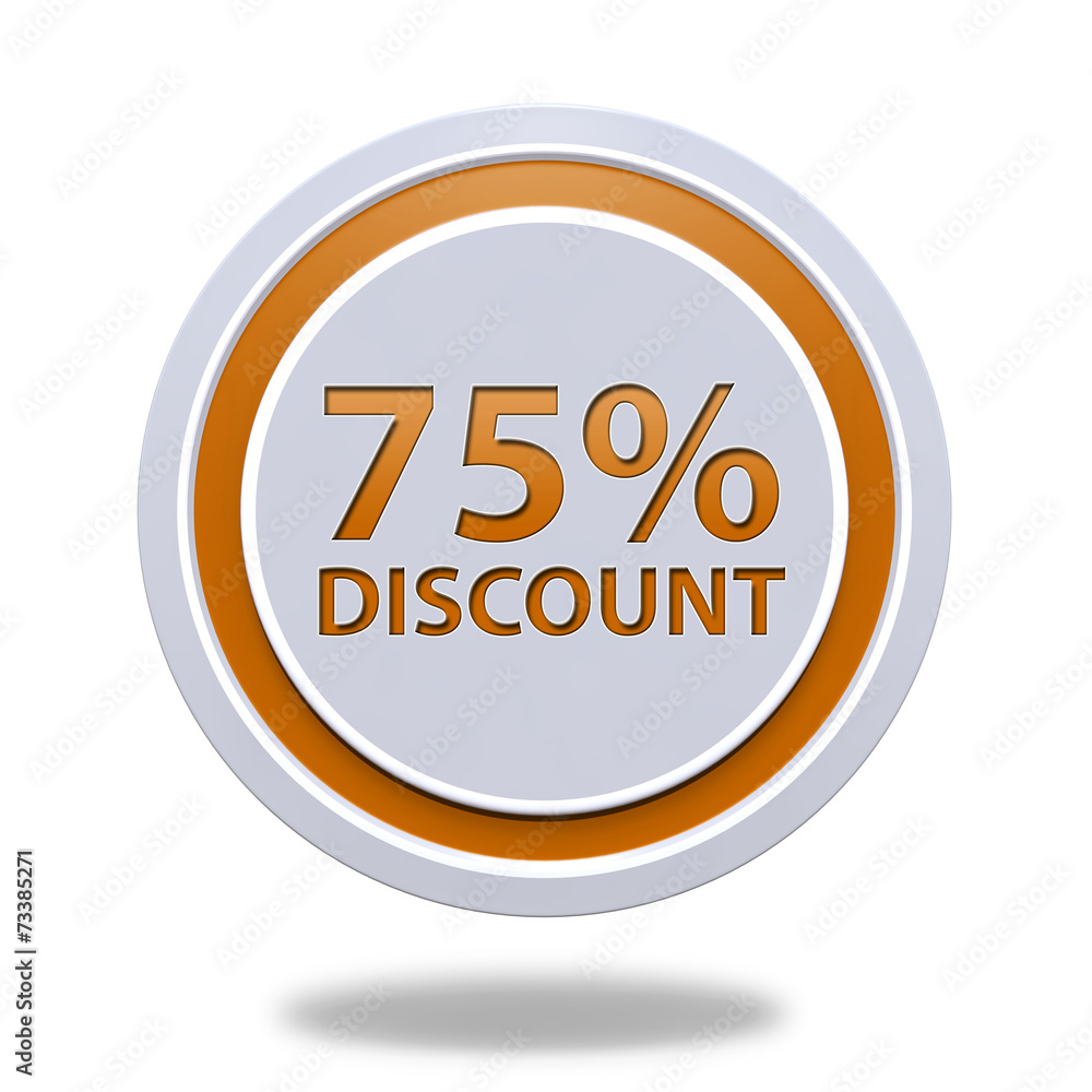 Discount 75 circular icon on white background Discount 75 circular icon on white background