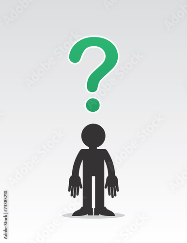 Figure with floating question mark above head