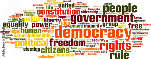 Democracy word cloud concept. Vector illustration