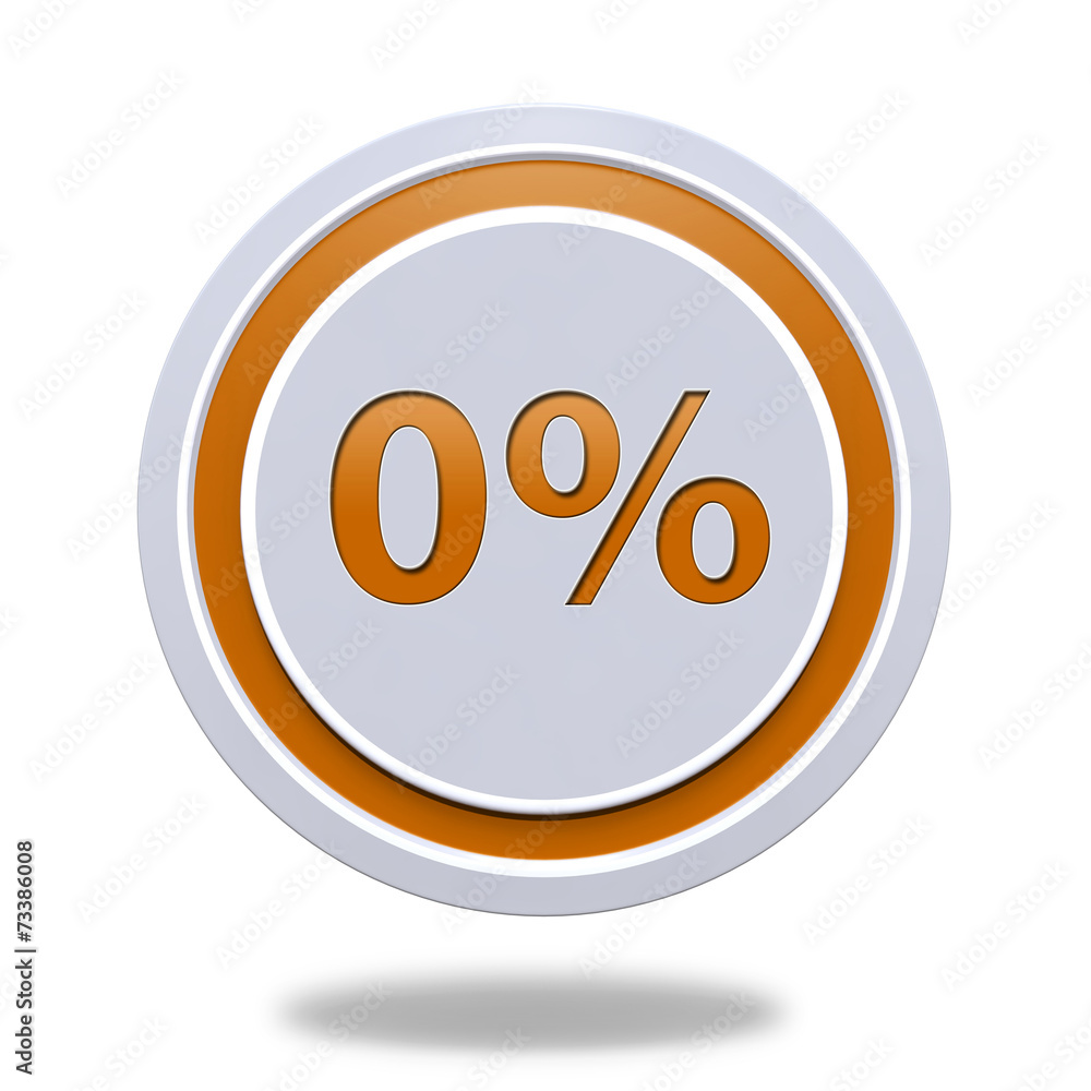 Zero percent circular icon on white background Zero percent circular icon on white background
