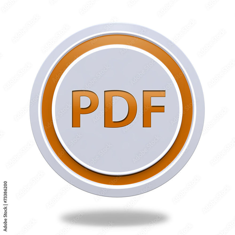 Pdf circular icon on white background Pdf circular icon on white background