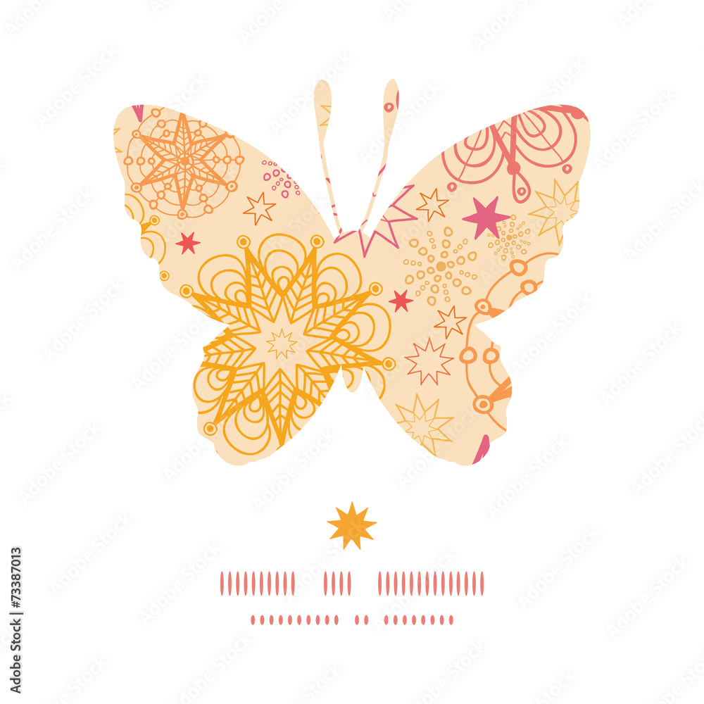Vector warm stars butterfly silhouette pattern frame Vector warm stars butterfly silhouette pattern frame
