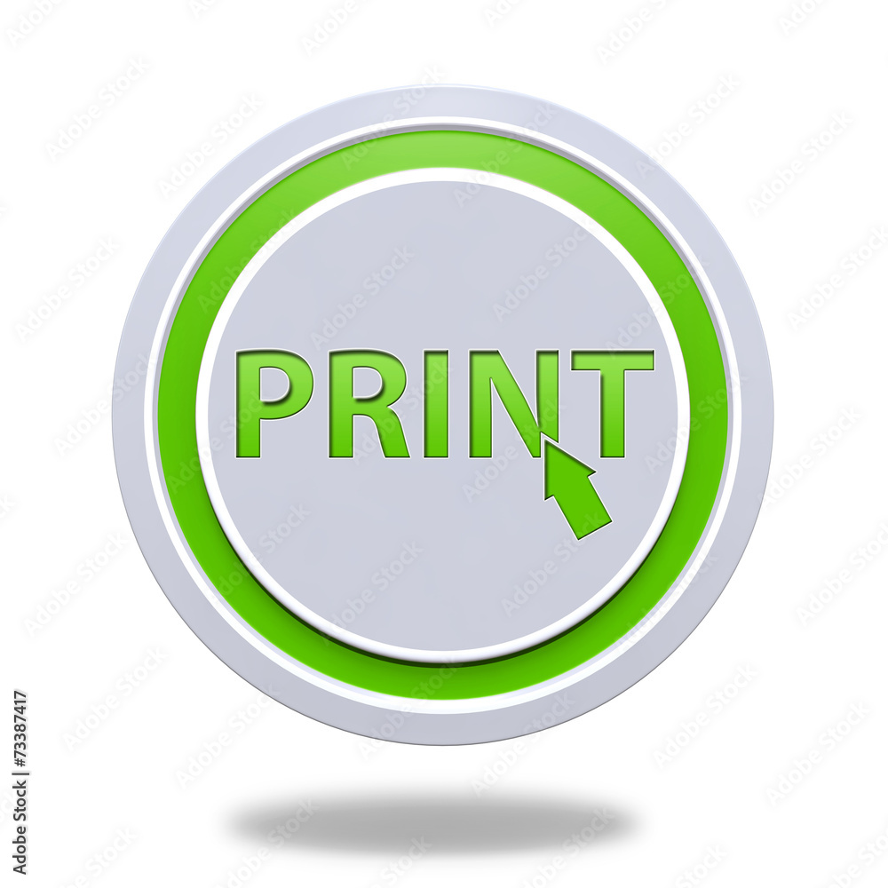 Print circular icon on white background Print circular icon on white background