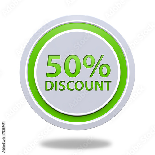 Discount 50 circular icon on white background