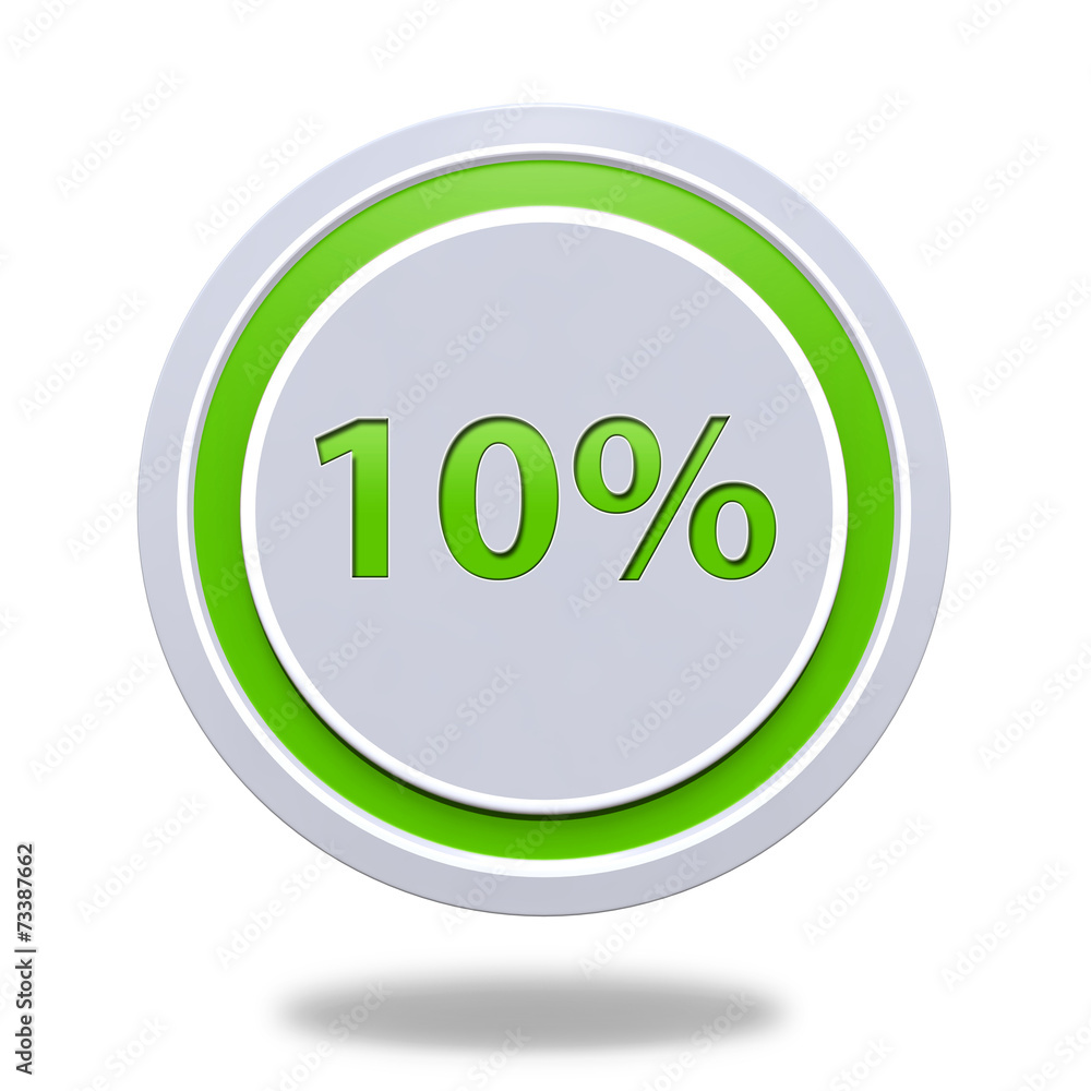Ten percent circular icon on white background Ten percent circular icon on white background