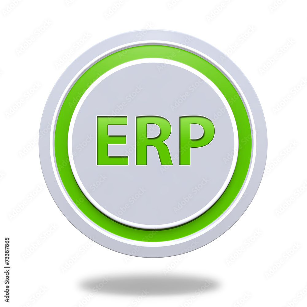ERP circular icon on white background ERP circular icon on white background