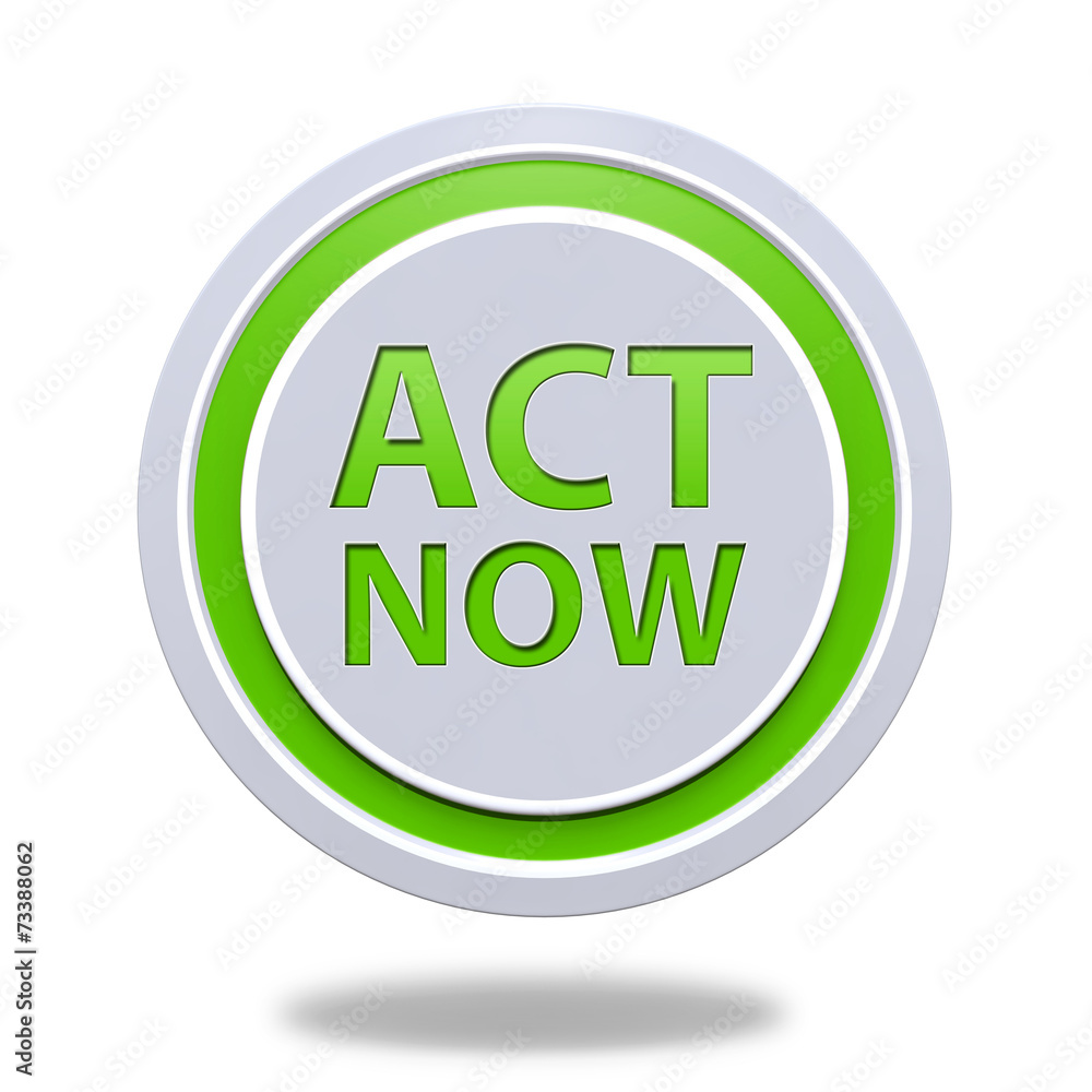 Act now circular icon on white background Act now circular icon on white background