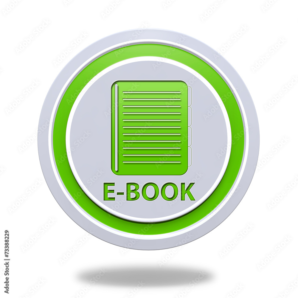 E-book circular icon on white background E-book circular icon on white background