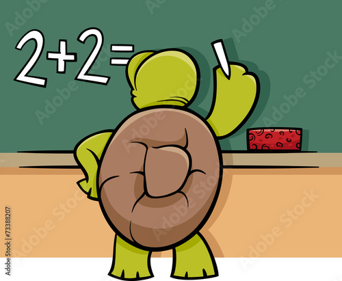 turtle at blackboard cartoon illustration