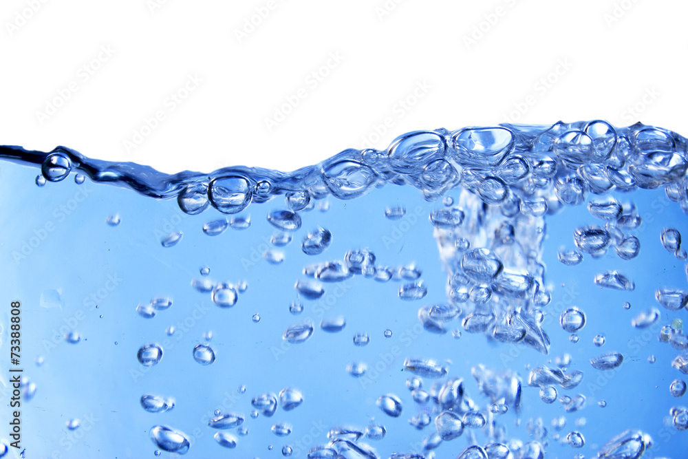Water and air bubbles over white background Water and air bubbles over white background