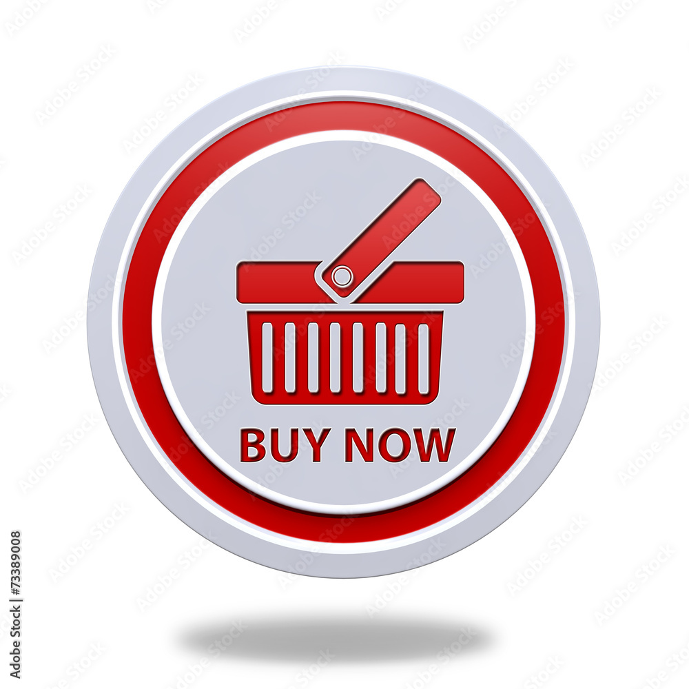 Buy now circular icon on white background Buy now circular icon on white background