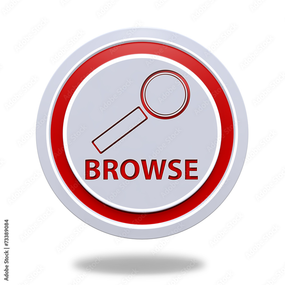 Browse circular icon on white background Browse circular icon on white background