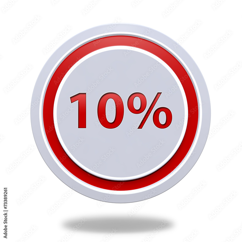 Ten percent circular icon on white background Ten percent circular icon on white background
