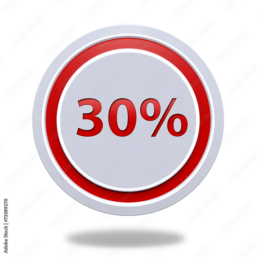 Thirty percent circular icon on white background Thirty percent circular icon on white background