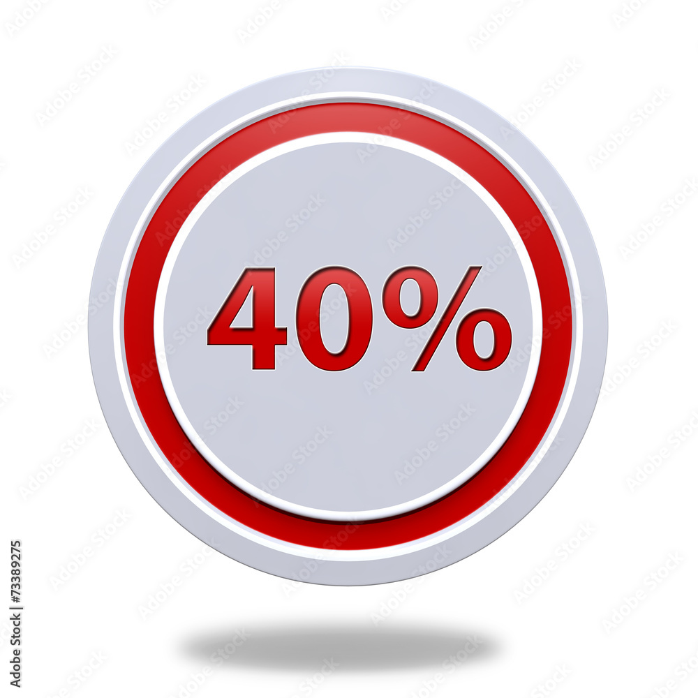 Fourty percent circular icon on white background Fourty percent circular icon on white background