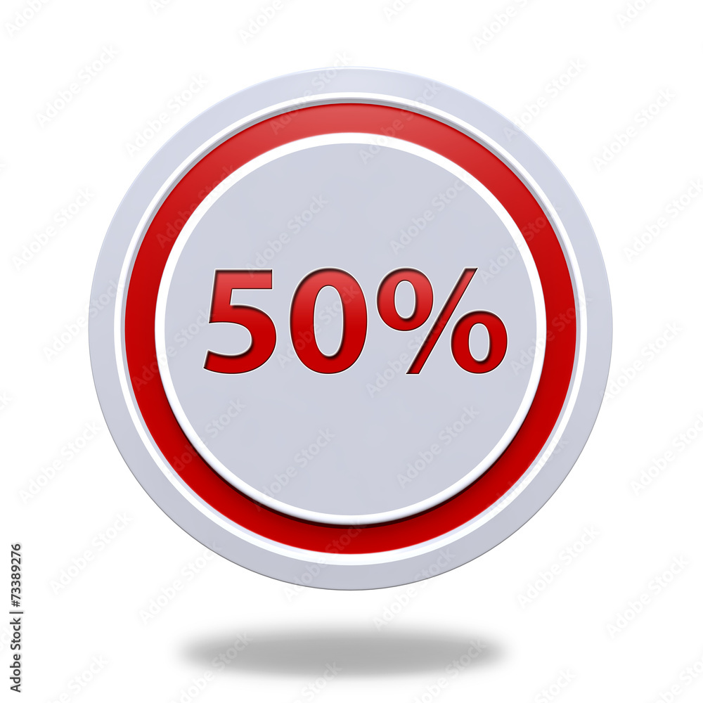 Fivety percent circular icon on white background Fivety percent circular icon on white background