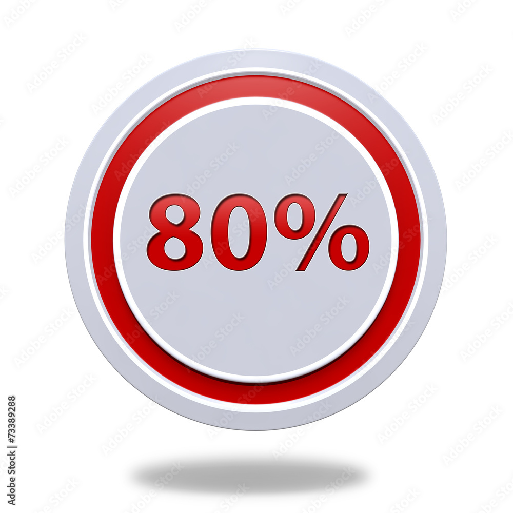 Eighty percent circular icon on white background Eighty percent circular icon on white background