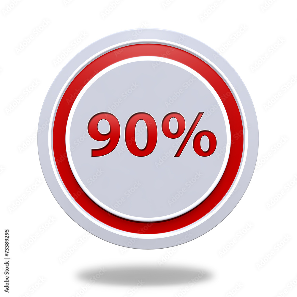 Ninety percent circular icon on white background Ninety percent circular icon on white background