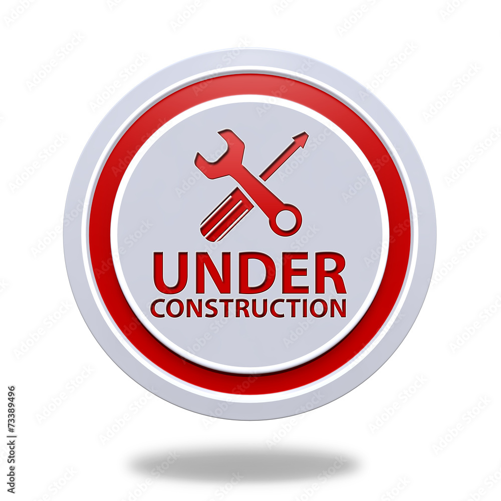 Under construction circular icon on white background Under construction circular icon on white background