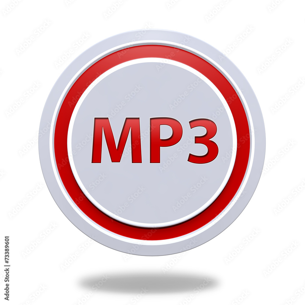 MP3 circular icon on white background MP3 circular icon on white background