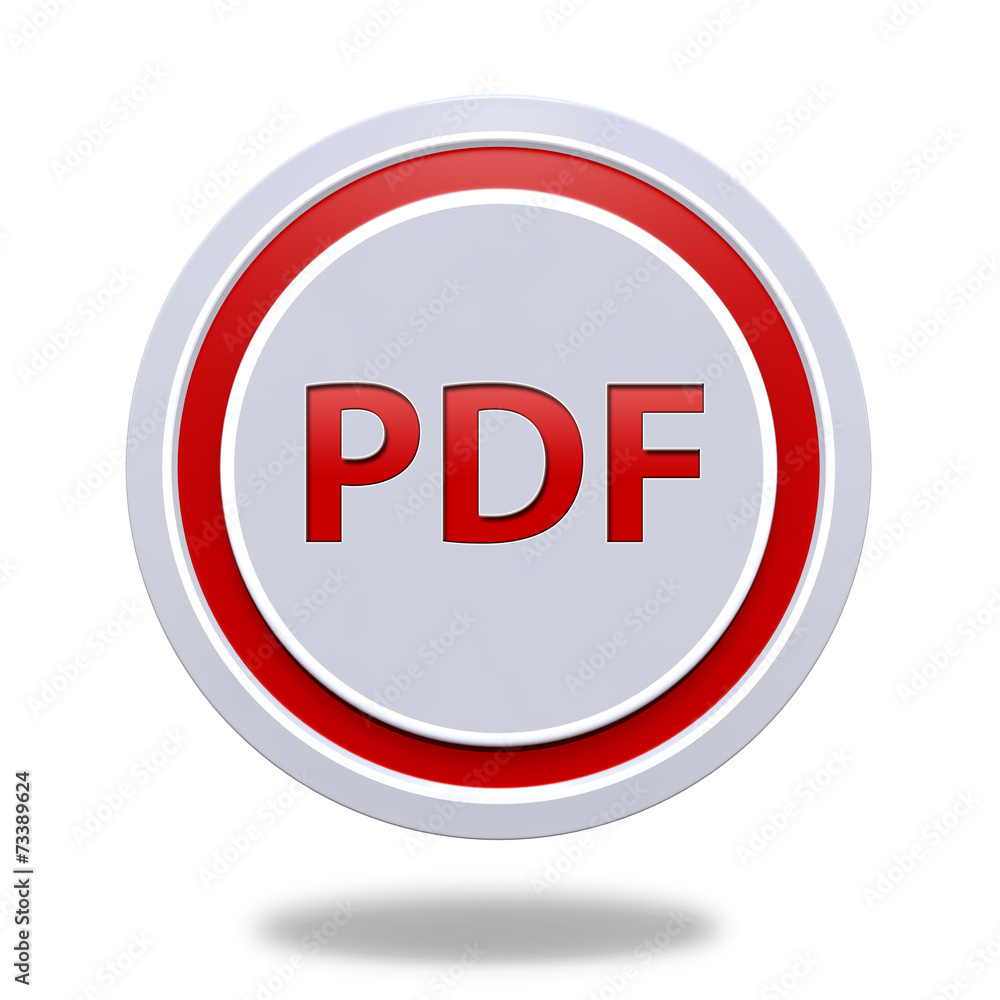 Pdf circular icon on white background Pdf circular icon on white background