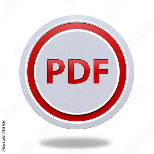 Pdf circular icon on white background